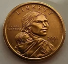 2001 P Sacagawea American Eagle In Flight Golden $1 One Dollar Coin Sac395