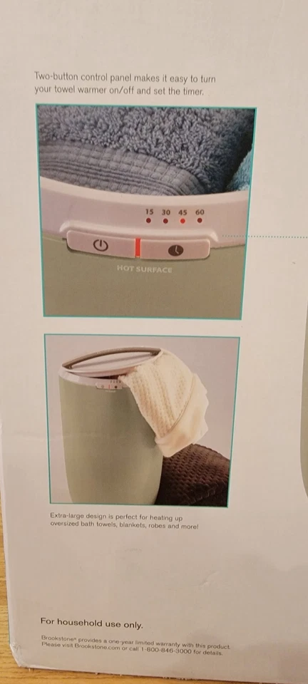 Calentador de toallas Brookston Toallas de gran tamaño Batas Mantas Guantes Calcetines NUEVA CAJA ABIERTA Foto 4 de 4