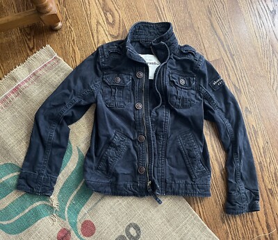 Abercrombie Kids Field Jacket Size Small Navy Full Zip Cotton