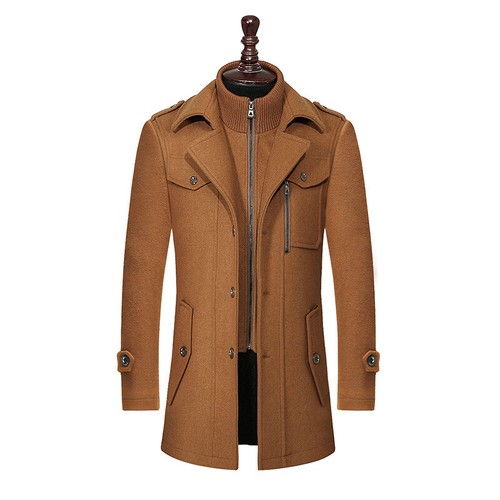 Abrigo de lana para hombre invierno ajustado abrigos de guisantes chaqueta de trinchera abrigo - Imagen 11 de 11