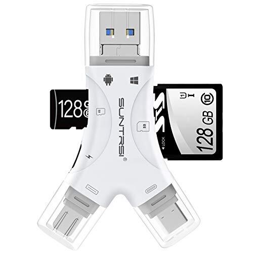 SD Card Reader for iPhone/ipad/Android/Mac/Computer/Camera,4 in1 Micro SD white-image