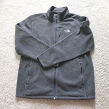 The North Face Sweater Jacket Mens Large Full Zip Fleece Lined Dark Heather Gray
