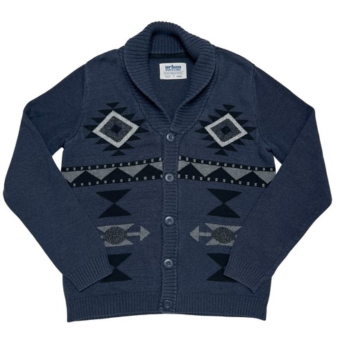 Urban Pipeline Southwestern Cardigan Sweater Navy Knit Cowl Neck Men's L Aztec - Picture 6 of 6