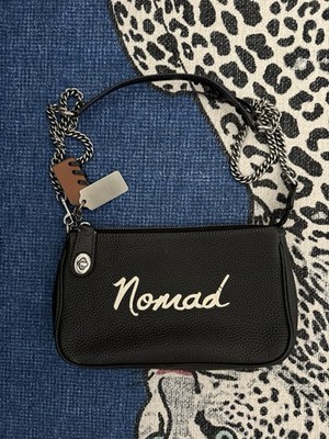 COACH SCRIPT NOMAD BLACK PEBBLE LEATHER CROSSBODY NICKEL TURNLOCK 65024