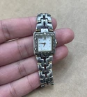 Seiko Women’s Two-Tone Rectangular Watch Crystal Bezel Quartz 5.5” Bracelet