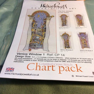 Michael Powell-Venice Window I Cross Stitch Art  New, 5.4x 11.5 