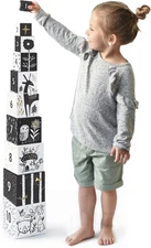 Nesting Blocks - Woodland Animals and Numbers, Black and White Stacking and Buil