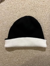 Reversible Black White Monochrome Knitted Beanie Hat Knitted One Size Surf Skate