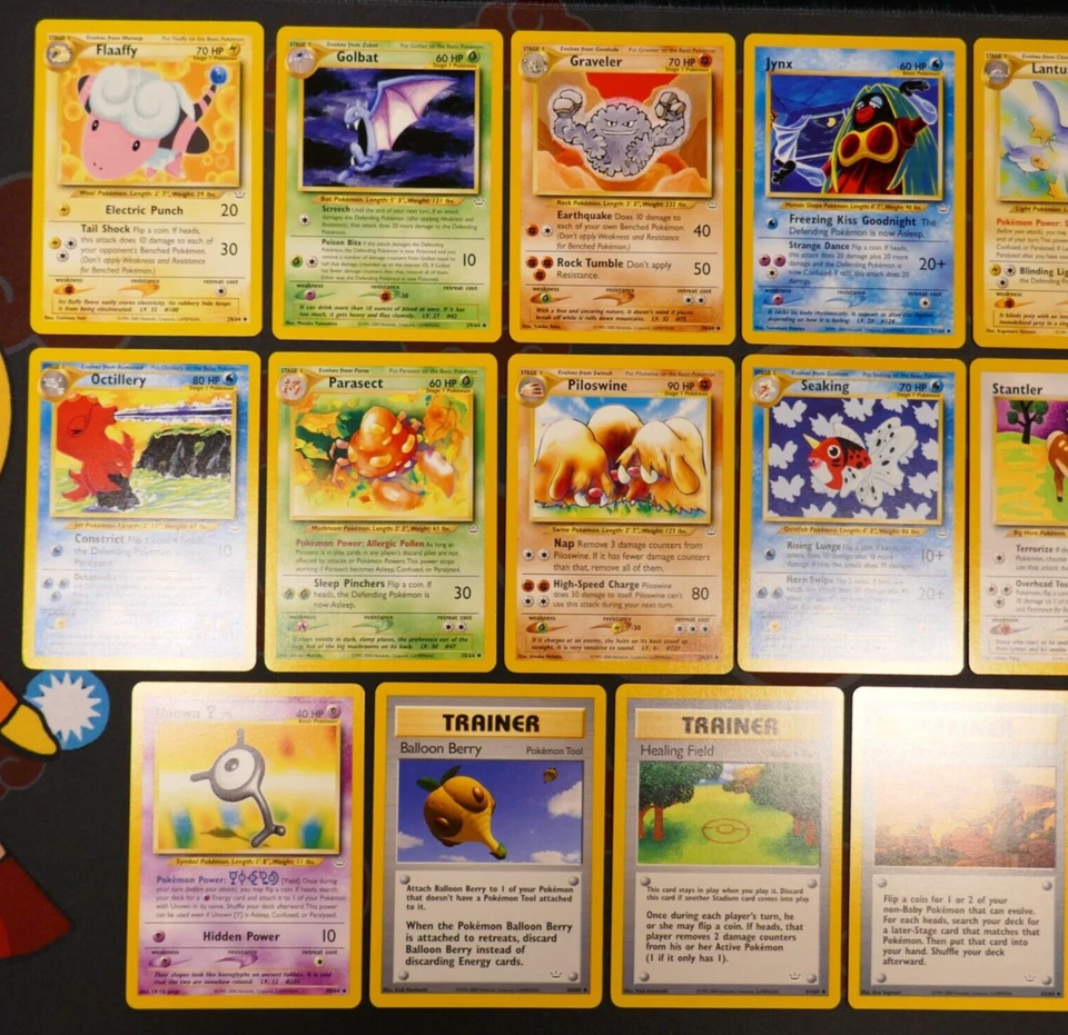 LP/MP (Unlimited) COMPLETE Pokemon NEO REVELATION Set 37-Card UNCOMMON/COMMON 64 - Image 3 of 4