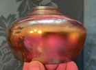 Unsigned STEUBEN Shiny Gold Aurene Art Glass Lamp Light Fixture Shade 2-1/4” Fit