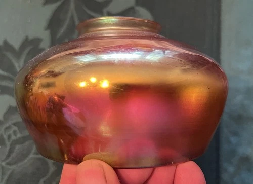 Unsigned STEUBEN Shiny Gold Aurene Art Glass Lamp Light Fixture Shade 2-1/4” Fit