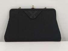 Vintage Admiral Evening Bag Womens Black Clutch Purse Gold Chain Classic 50s 60s