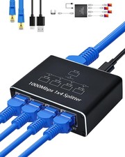 Ethernet Splitter 1 to 4, 1000Mbps High Speed...