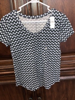 NWT Ann Taylor LOFT Vintage Soft Pineapple Print Short Sleeve Cotton Top Size XS