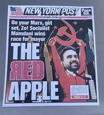 8 x 10 in. PRINT ONLY Cover - Zohran Mamdani NY Post 11/5/2025 New York City