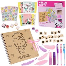 Hello Kitty Sanrio Scrapbook Kit for Girls with Notebook Stickers Stamps Gel Pen
