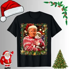 Funny Cat Lover Christmas T-Shirt Ugly Sweater Style Festive Holiday Pajama Tee