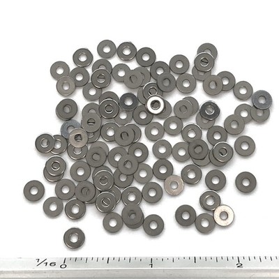 (PKG of 100) #2 Stainless Steel Flat Washer, 0.25'' OD x 0.020'', MS15795-802
