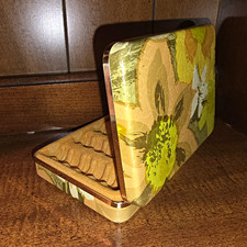 Vintage Mele Travel Jewelry Box Clamshell Case Retro 70s Floral Earring Organize