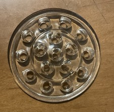 Vintage Clear Glass Flower Frog 5 inch Diameter 16 Hole