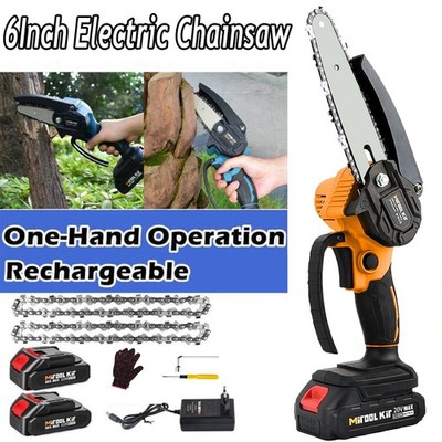 6 Inch Electric Chainsaw Cordless Mini Chain Saw for Tree Branch Pruning