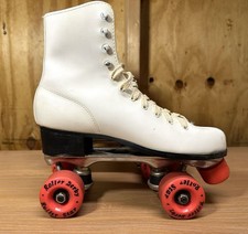 Roller Star Roller Derby White Leather Women's Skates Vintage 1970s Size 9