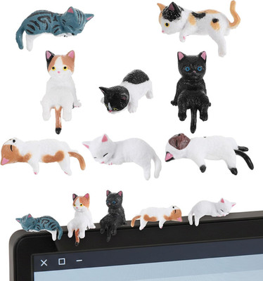 8 Stück Katze Figur, niedliche Mini Harz Katze Schreibtisch Dekor für Auto Armaturenbrett Dekorationen