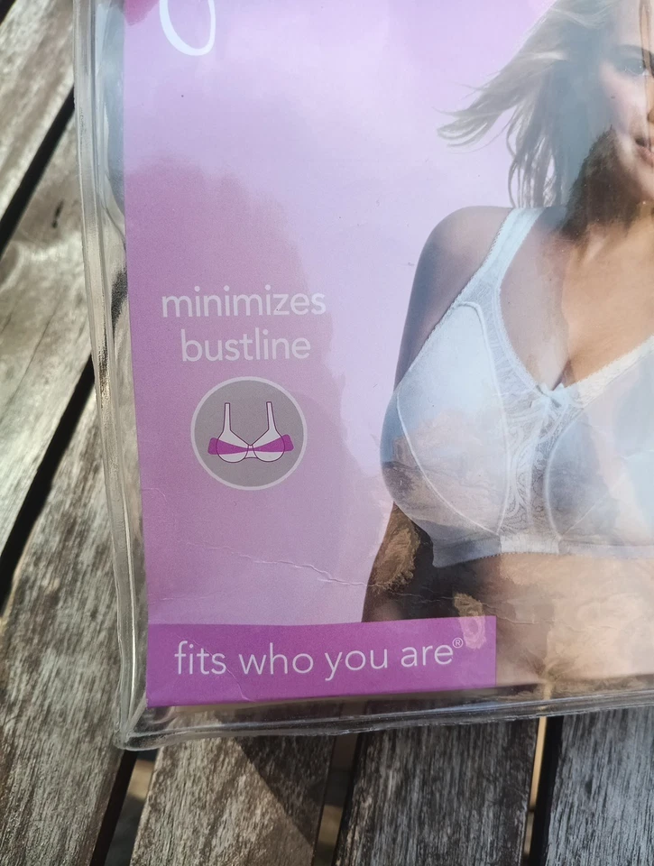 Just My Size Bra 42DD White Minimizes Bustline Wirefree New - Image 3 of 4
