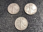 90% Silver Walking Liberty Half Dollar 50c Coins (Lot of 3) 1943, 1943D, 1943S