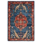 2'1"x3' Blue Tebraz with Peacocks Design Hand Knotted Wool Mat Oriental Rug 2385