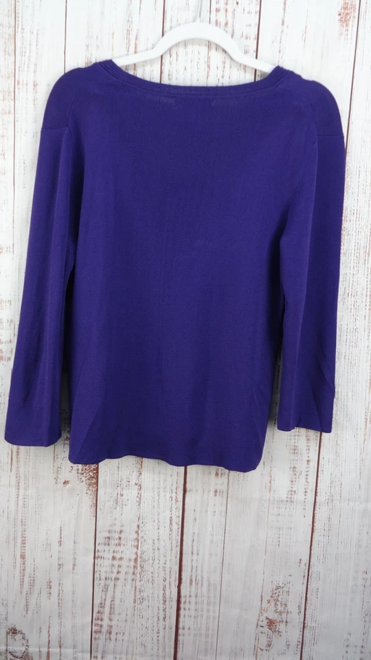 Spense Knits Blouse Womens PL Purple 3/4 Sleeves Vibrant Stretch Pullover Casual - Image 2 of 4