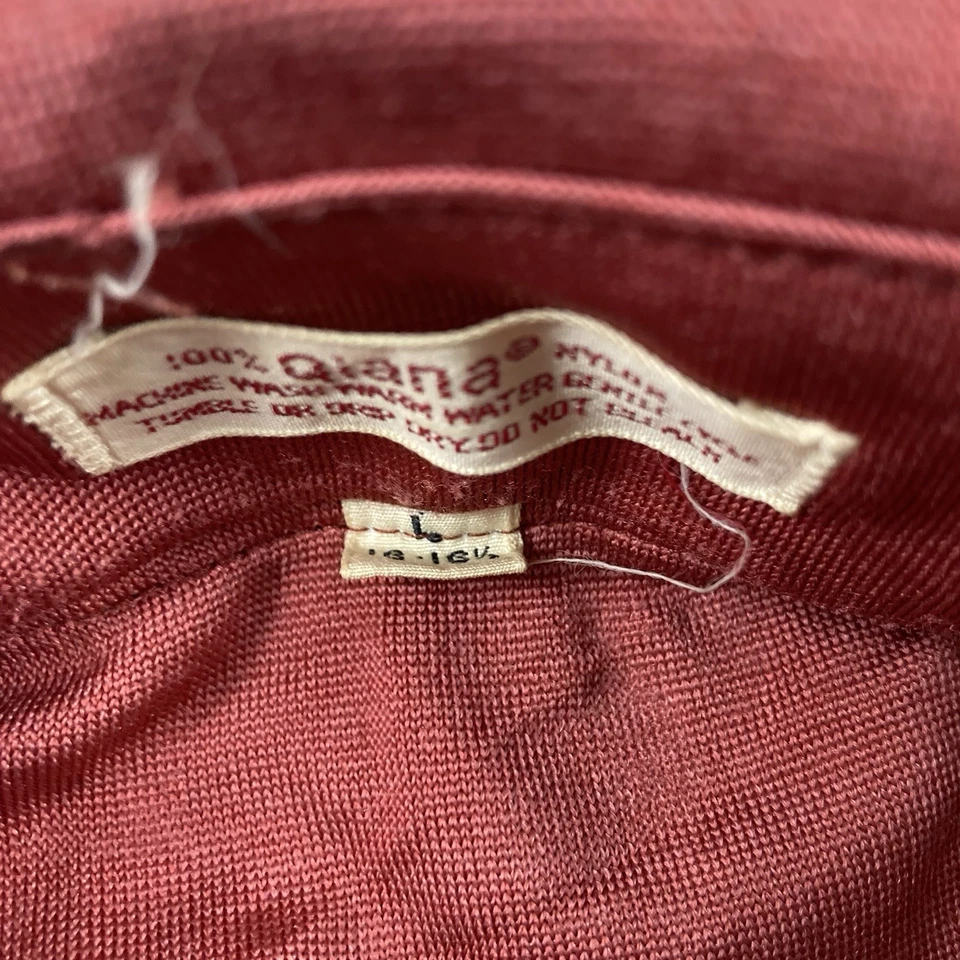 Camisa Botón Vintage Años 70 Para Hombre Grande Roja Manga Larga Disco Qiana Cuello Daga Foto 4 de 4