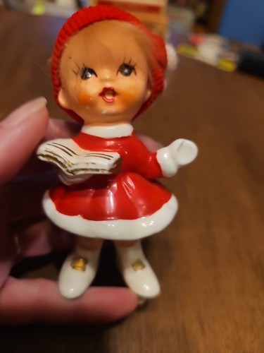 Vintage MCM Girl Caroler Figure Knit Hat. Approx 4” Tall. Napcoware - Picture 2 of 6