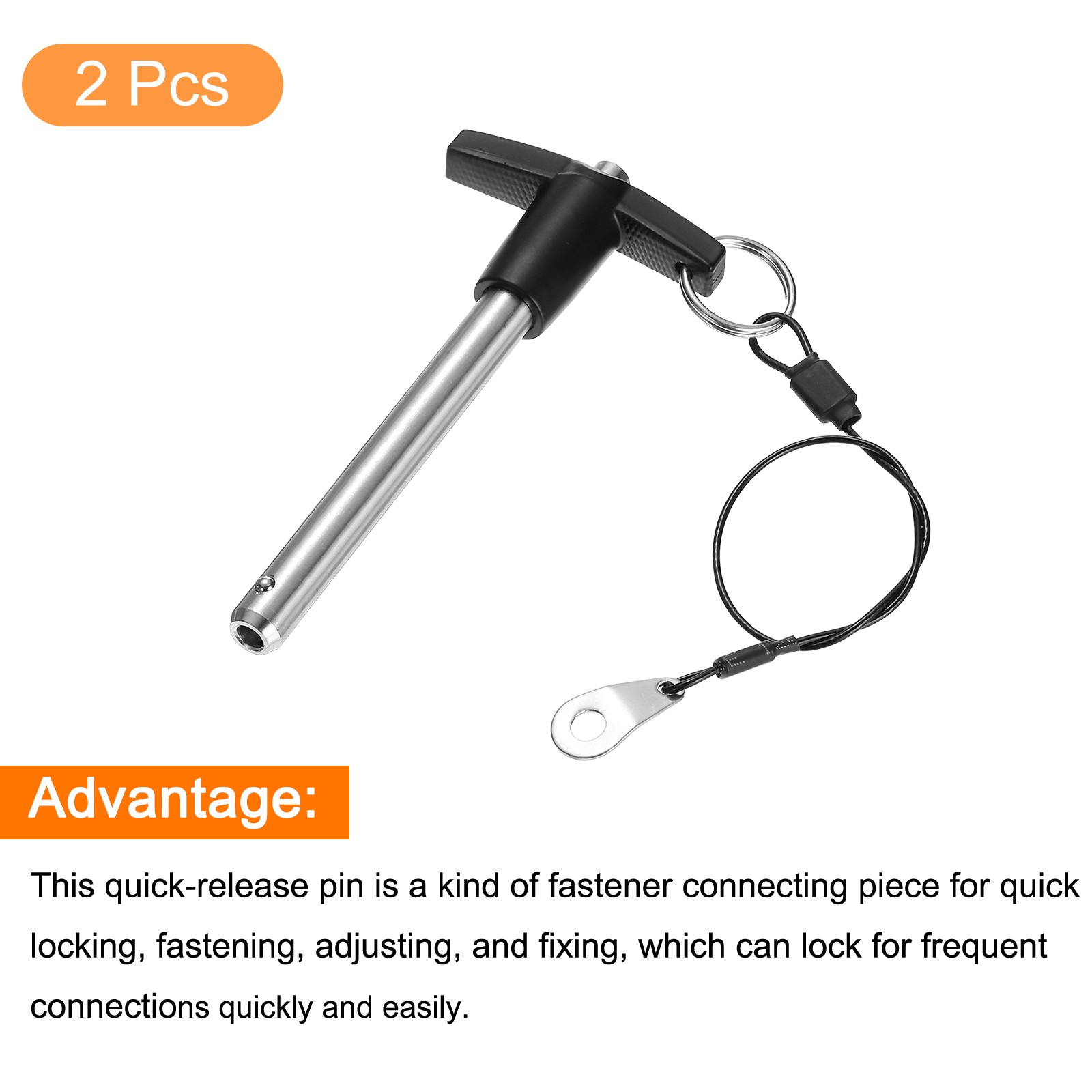 2Pcs T Handle Lock Pins, 10mm x 70mm Stainless Steel Button Quick Release Pin