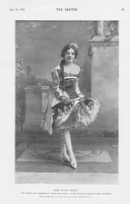 LYDIA FLOPP in Sinbad Pantomime at Stoke Newington - Antique Print 1900