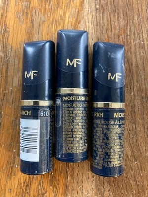 3 x  Max Factor Moisture Rich Lipstick #610 Glazed Peach - NEW  - Lot of 3