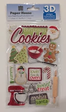 Baking Christmas Cookies 3D Scrapbooking Stickers By Paper House RARE