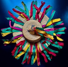 Vintage Mexican/Mayan Ribboned Festival Hat