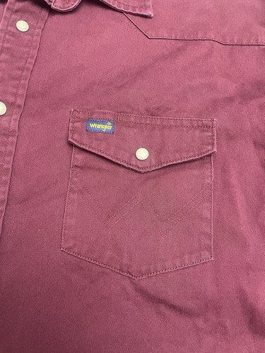 Wrangler Pearl Snap Shirt Size XXL Burgundy Button Up Western Rodeo Ranching VTG - Picture 6 of 6