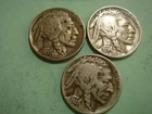 1935 P, 1936 P, 1937 P (3) Buffalo Nickels with full readable dates - actual pic