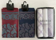 5-pcs. Men's Handkerchief's: 2-Silk Paisley Square  3-Fine 100 Cotton Woven