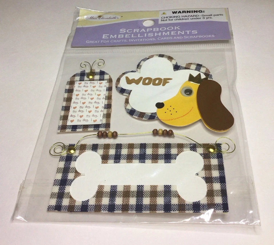 Juego de 2 paquetes sellados de adornos para álbum de recortes con tema de perro Miss Elizabeths Foto 4 de 4