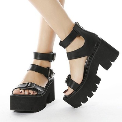 Womens Roman Punk Gothic Roman Sandal High Heel Platform Shoes College Wide Foot