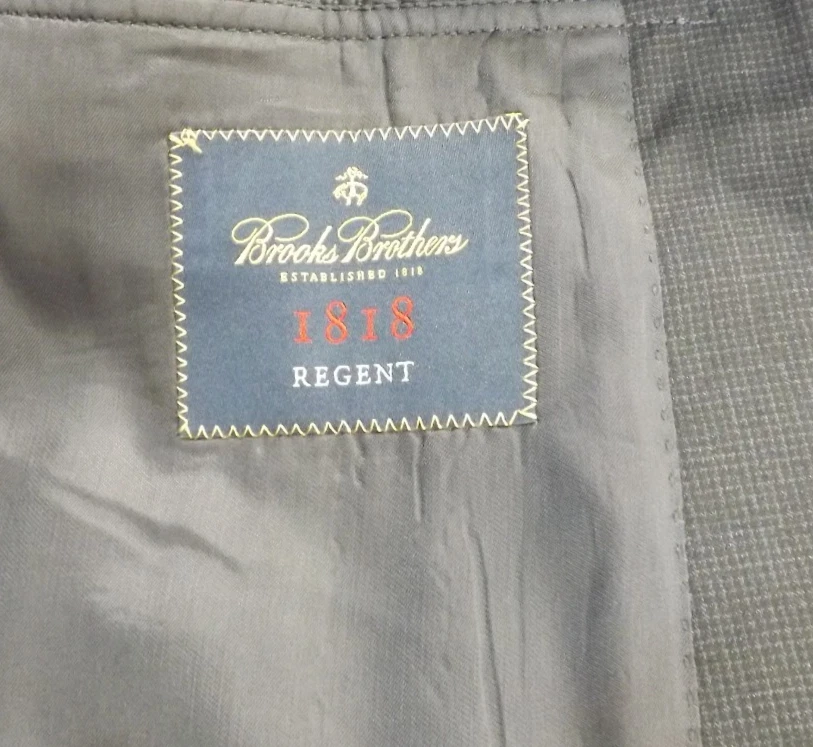 Traje Brooks Brothers 44S Italia Regent Azul Micro Cuadros 36x27.5 Pantalones Lana Reda Foto 4 de 4