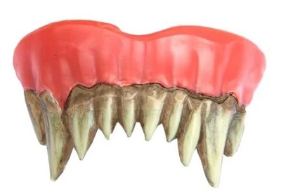 Punta Horror Monstruo Dientes con Revestimiento Termoplástico Adhesivo Demonio Zombie Dentadura FX - Imagen 1 de 4