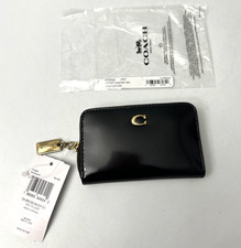Coach CCD82 Spazzolato Leather Essential Small Zip Around Wallet Missing Charms