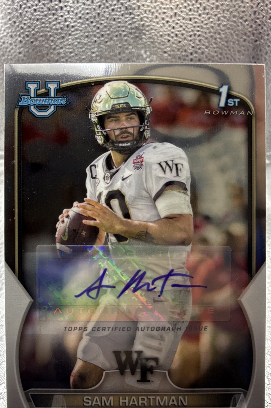 2022 Bowman University Chrome - Chrome Prospect Autographs Sam Hartman #51 (RC)