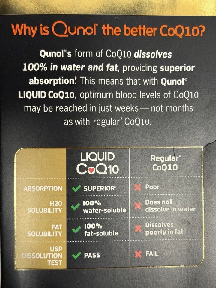 Qunol Líquido CoQ10 Antioxidante Absorción Superior Para Corazón 30.4 OZ Exp 11/2027 Foto 3 de 4