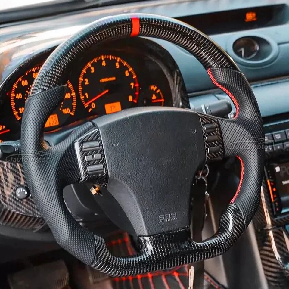 Carbon Fiber Perforated Leather Flat Steering Wheel Fits 04-07 Infiniti G35 GX35 - Изображение 2 из 4