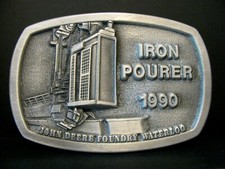 John Deere Foundry Waterloo IA Iron Pourer 1990 Pewter Belt Buckle jd Limited Ed